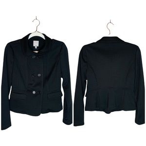 Halogen Nordstrom Black Peter Pan Collar Blazer Peacoat Jacket S